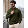 Runcati Mens Quarter-Zip Pullover Sweater Casual Mock Neck Knitted Winter Warm Ribbed Polo Sweaters(Army Green)