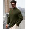 Runcati Mens Quarter-Zip Pullover Sweater Casual Mock Neck Knitted Winter Warm Ribbed Polo Sweaters(Army Green)