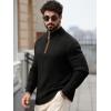 Runcati Mens Quarter-Zip Pullover Sweater Casual Mock Neck Knitted Winter Warm Ribbed Polo Sweaters(Black)