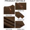 Runcati Mens Quarter-Zip Pullover Sweater Casual Mock Neck Knitted Winter Warm Ribbed Polo Sweaters(Brown)