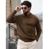 Runcati Mens Quarter-Zip Pullover Sweater Casual Mock Neck Knitted Winter Warm Ribbed Polo Sweaters(Brown)