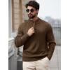 Runcati Mens Quarter-Zip Pullover Sweater Casual Mock Neck Knitted Winter Warm Ribbed Polo Sweaters(Brown)