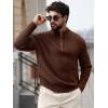 Runcati Mens Quarter-Zip Pullover Sweater Casual Mock Neck Knitted Winter Warm Ribbed Polo Sweaters(Coffee)