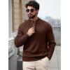 Runcati Mens Quarter-Zip Pullover Sweater Casual Mock Neck Knitted Winter Warm Ribbed Polo Sweaters(Coffee)