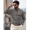 Runcati Mens Quarter-Zip Pullover Sweater Casual Mock Neck Knitted Winter Warm Ribbed Polo Sweaters(Gray)