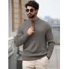 Runcati Mens Quarter-Zip Pullover Sweater Casual Mock Neck Knitted Winter Warm Ribbed Polo Sweaters(Gray)