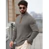 Runcati Mens Quarter-Zip Pullover Sweater Casual Mock Neck Knitted Winter Warm Ribbed Polo Sweaters(Gray)