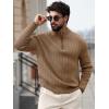 Runcati Mens Quarter-Zip Pullover Sweater Casual Mock Neck Knitted Winter Warm Ribbed Polo Sweaters(Khaki)