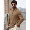 Runcati Mens Quarter-Zip Pullover Sweater Casual Mock Neck Knitted Winter Warm Ribbed Polo Sweaters(Khaki)