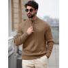 Runcati Mens Quarter-Zip Pullover Sweater Casual Mock Neck Knitted Winter Warm Ribbed Polo Sweaters(Khaki)