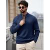 Runcati Mens Quarter-Zip Pullover Sweater Casual Mock Neck Knitted Winter Warm Ribbed Polo Sweaters(Navy)