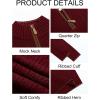 Runcati Mens Quarter-Zip Pullover Sweater Casual Mock Neck Knitted Winter Warm Ribbed Polo Sweaters(Wine Red)