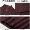 Runcati Mens Quarter-Zip Pullover Sweater Casual Mock Neck Winter Warm Ribbed Polo Sweaters(Coffee)