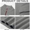 Runcati Mens Quarter-Zip Pullover Sweater Casual Mock Neck Winter Warm Ribbed Polo Sweaters(Gray)