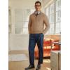 Runcati Mens Quarter-Zip Pullover Sweater Casual Mock Neck Winter Warm Ribbed Polo Sweaters(Khaki)
