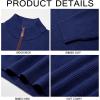 Runcati Mens Quarter-Zip Pullover Sweater Casual Mock Neck Winter Warm Ribbed Polo Sweaters(Navy)