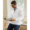 Runcati Mens Quarter-Zip Pullover Sweater Casual Mock Neck Winter Warm Ribbed Polo Sweaters(White)
