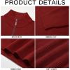 Runcati Mens Quarter-Zip Pullover Sweater Casual Mock Neck Winter Warm Ribbed Polo Sweaters(Wine Red)