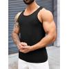Runcati Mens Ribbed Knit Tank Top Cotton Sleeveless Shirts Summer Beach Workout Muscle Undershirt(Black)