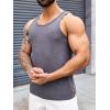 Runcati Mens Ribbed Knit Tank Top Cotton Sleeveless Shirts Summer Beach Workout Muscle Undershirt(Grey)