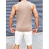 Runcati Mens Ribbed Knit Tank Top Cotton Sleeveless Shirts Summer Beach Workout Muscle Undershirt(Khaki)