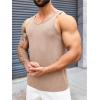 Runcati Mens Ribbed Knit Tank Top Cotton Sleeveless Shirts Summer Beach Workout Muscle Undershirt(Khaki)