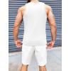Runcati Mens Ribbed Knit Tank Top Cotton Sleeveless Shirts Summer Beach Workout Muscle Undershirt(White)