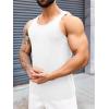Runcati Mens Ribbed Knit Tank Top Cotton Sleeveless Shirts Summer Beach Workout Muscle Undershirt(White)