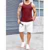 Runcati Mens Ribbed Knit Tank Top Cotton Sleeveless Shirts Summer Beach Workout Muscle Undershirt(Wine Red)