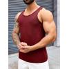 Runcati Mens Ribbed Knit Tank Top Cotton Sleeveless Shirts Summer Beach Workout Muscle Undershirt(Wine Red)