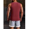 Runcati Men’s Ribbed Tank Tops Knit Sleeveless Workout T Shirt Muscle Gym Fitness Tee(Black/Burgundy)
