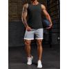 Runcati Men’s Ribbed Tank Tops Knit Sleeveless Workout T Shirt Muscle Gym Fitness Tee(Black/Khaki)