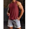 Runcati Men’s Ribbed Tank Tops Knit Sleeveless Workout T Shirt Muscle Gym Fitness Tee(Burgundy)