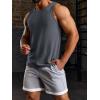 Runcati Men’s Ribbed Tank Tops Knit Sleeveless Workout T Shirt Muscle Gym Fitness Tee(Dark Grey)