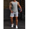 Runcati Men’s Ribbed Tank Tops Knit Sleeveless Workout T Shirt Muscle Gym Fitness Tee(Grey)