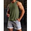 Runcati Men’s Ribbed Tank Tops Knit Sleeveless Workout T Shirt Muscle Gym Fitness Tee(White/Army Green)