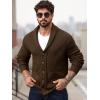 Runcati Mens Shawl Collar Cardigan Sweater Button Down Ribbed Knit Sweaters Chunky Casual Cardigan with Pockets(Brown)