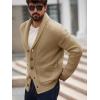 Runcati Mens Shawl Collar Cardigan Sweater Button Down Ribbed Knit Sweaters Chunky Casual Cardigan with Pockets(Khaki)