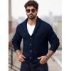 Runcati Mens Shawl Collar Cardigan Sweater Button Down Ribbed Knit Sweaters Chunky Casual Cardigan with Pockets(Navy)