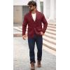 Runcati Mens Shawl Collar Cardigan Sweater Button Down Ribbed Knit Sweaters Chunky Casual Cardigan with Pockets(Wine Red)