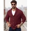 Runcati Mens Shawl Collar Cardigan Sweater Button Down Ribbed Knit Sweaters Chunky Casual Cardigan with Pockets(Wine Red)
