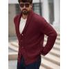 Runcati Mens Shawl Collar Cardigan Sweater Button Down Ribbed Knit Sweaters Chunky Casual Cardigan with Pockets(Wine Red)