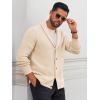 Runcati Mens Shawl Collar Cardigan Sweater Button Down Textured Knit Sweaters Casual Chunky Cardigan with Pockets(Beige)