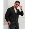 Runcati Mens Shawl Collar Cardigan Sweater Button Down Textured Knit Sweaters Casual Chunky Cardigan with Pockets(Black)