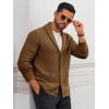 Runcati Mens Shawl Collar Cardigan Sweater Button Down Textured Knit Sweaters Casual Chunky Cardigan with Pockets(Brown)
