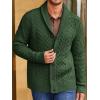 Runcati Mens Shawl Collar Cardigan Sweater Cable Knitted Button Down Sweaters Chunky Fall Winter Outwear(Army Green)