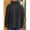 Runcati Mens Shawl Collar Cardigan Sweater Cable Knitted Button Down Sweaters Chunky Fall Winter Outwear(Black)