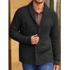 Runcati Mens Shawl Collar Cardigan Sweater Cable Knitted Button Down Sweaters Chunky Fall Winter Outwear(Black)