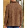 Runcati Mens Shawl Collar Cardigan Sweater Cable Knitted Button Down Sweaters Chunky Fall Winter Outwear(Brown)