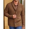 Runcati Mens Shawl Collar Cardigan Sweater Cable Knitted Button Down Sweaters Chunky Fall Winter Outwear(Brown)